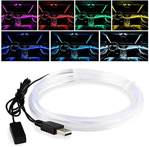 EL filo auto LED striscia interna, 7 modalità di colore costante e mutevole striscia neon USB tagliabile, adatta per interni auto, decorazione camera da letto (5m/16.5ft)
