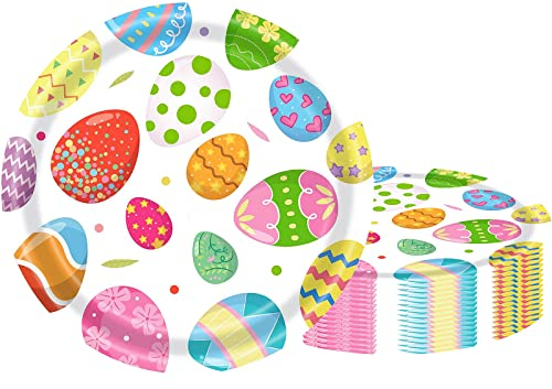 Lot de 16 assiettes en carton motif lapin de Pâques pour enfants, 22,9 cm - Décoration de table en carton vert - Assiettes en carton pour Pâques - Décorations de fête pour enfants et adultes