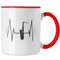Trendation - Saxophon Tasse Geschenk Herzschlag Saxophonist Kaffeebecher Geschenkidee Lustig (Rot)
