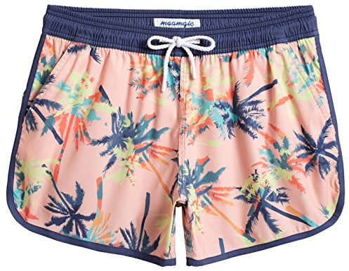 MaaMgic Pantaloncini da Bagno da Donna Pantaloncini da Donna con Tasca in Rete Hotpants ad Asciugatura Rapida Pantaloncini Sportivi Traspiranti Albero di Cocco Rosso Chiaro XL