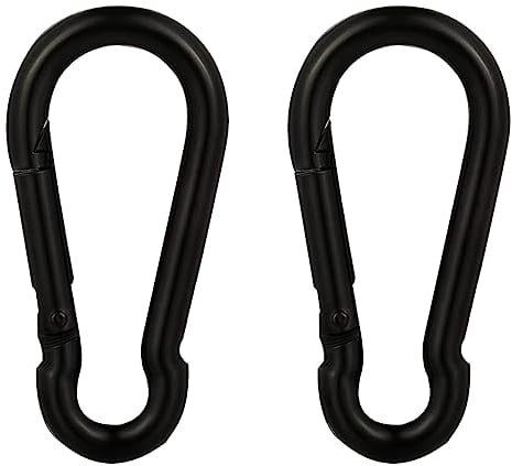 HOMPER 2pcs M8 Carabiner Hook - Heavy Duty 304 Stainless Steel Snap Keychain Clips for Outdoor, Camping, Hiking,Black
