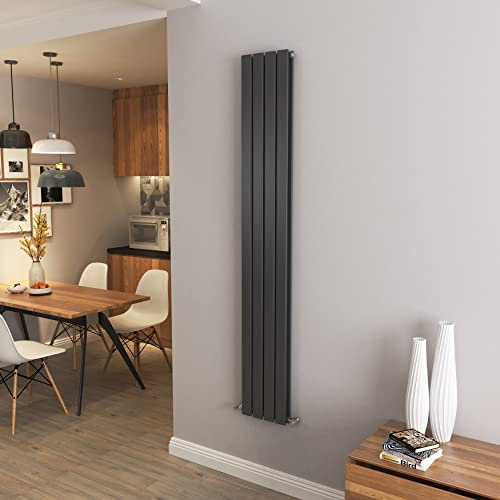 Anthracite Vertical Radiator Double Column Flat Panel Central Heating Radiators 1800 * 272mm