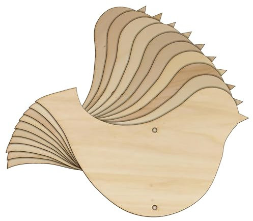 10 x einfache Vogel-Bastelform aus Holz, 3 mm Sperrholz (20 x 33 cm, 2 Löcher oben unten)