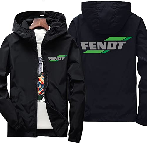 ERWAAD Herren Outdoor-Softshell-Jacke für Fendt Print Wasserdichter Leichter Windbreaker Wandern Camping Kapuzenjacke mit Reißverschluss Winddichter Frühlingsmantel-Black||5XL