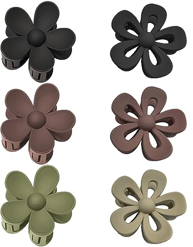Pinza para el pelo de 6 piezas, flor suave, pasador para el pelo de flores resbaladizas, bonito pasador para el pelo, adecuado para mujeres y niñas con cabello fino y de grosor medio