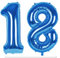 LAPONO Luftballons Geburtstag Zahl 18 Blau, XXL Folienballon Zahlen 1 und 8 Riesen Helium Ballons 18 Jahre Geburtstagsdeko für Junge, Mädchen 18. Kindergeburtstag Jubiläum Party Deko