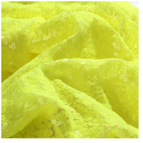 Yurosiay Paillettenstoff 200×130cm Glitzerstoff Pailletten Mesh Tüllstoff Elegant Stickerei Pailletten Stoff Nähen Glitzernder Stoff Polsterstoff Sparkly Stoff für Kleidung Heimdeko Gelb