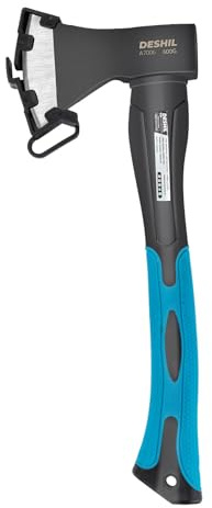 Chopping Axe, 15”Campping Hatchet Forged Carbon Steel Heat Treated Hand Maul Tool, Fiberglass Shock Reduction Handle with Anti-Slip Grip, Blue (Camping Axe)
