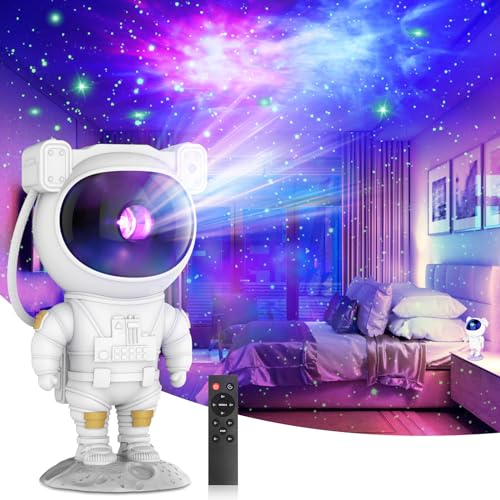 Astronaute Projecteur Ciel Etoile, Astronaute Projecteur Galaxie avec Étoile/Nébuleuse/Minuterie/Télécommande, Lampe Etoile Projecteur pour Enfant Plafond Chambre Bébé, Angle Réglable Veilleuse Enfant
