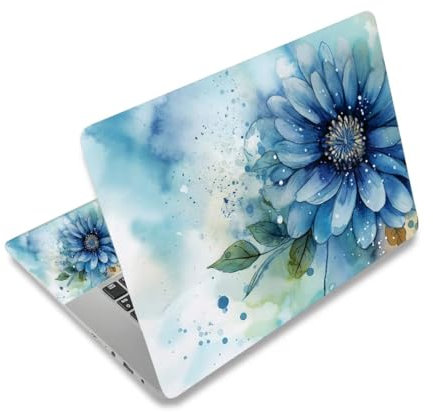 AIMSA Laptop Skin Sticker Decal, 13/13.3/14/15/15.4/15.6 inch Laptop Art Decal Universal Cover, Scratch Resistant Notebook Skin Protector, Blue Flower