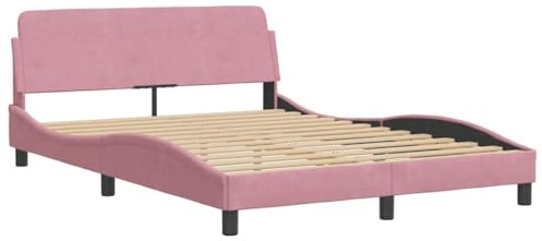 vidaXL Bettgestell, Polsterbett Bett mit Kopfteil Dover, Bettrahmen mit Lattenrost für Schlafzimmer, Schlafzimmerbett Doppelbett, Rosa 120x200cm Samt