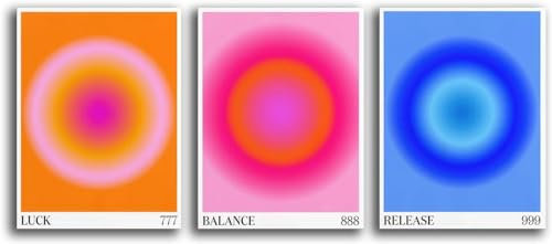 Linilioart 3-teiliges Poster mit Engelszahlen, Aura-Poster Farbverlaufsmalerei farbenfroher Farbverlauf Wandkunst für Schlafzimmer Dekoration (B, 20 x 25 cm, ungerahmt)