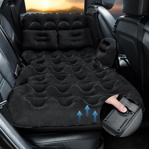 Dreamtop Auto Matratze Aktualisiert Luftmatratze Aufblasbare Rückbank Matratze Car Air Mattress Selbstaufblasend Auto Reise aufblasbare Auto Bett für Reisen Camping Hinterhof Strand (Schwarz)