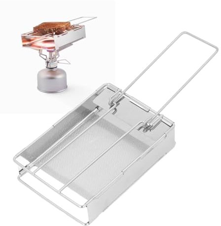 Edelstahl-Toaster, Tragbarer, Faltbarer Hand-Toaster für Camping und Rucksackreisen, Outdoor-Toaster-Halter für Camping, Angeln, Wandern