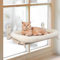 PEFUNY Cordless Folding Katze Fenster Barsch, Katze Hängematte für Fenster und Wand, mit 4 Saugnäpfen, robuste Setal Rahmen für Glasfenster und Innenwände (Weiß mit Bett groß)