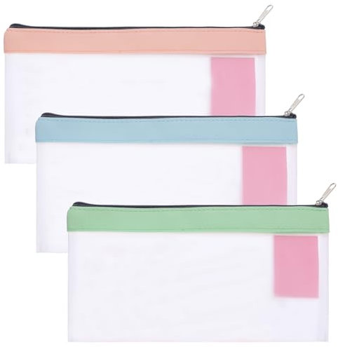 Gjinxi 3 Stück transparente Federmäppchen transparenter Federhalter mit Reißverschluss Federtaschen Federmäppchen für Kinder transparente Make-up-Tasche transparente Tasche für Büro Schulbedarf