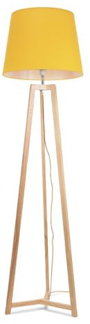 ValueLights | Natural Wood Tripod Floor Lamp with Mustard Tapered Fabric Lampshade Living Room Light | Floor Lamps, Home Décor & Improvement Essential