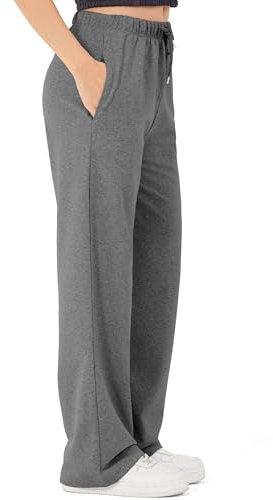 ROSS CAMP Pantaloni da jogging da donna in cotone, pantaloni lunghi da allenamento, comodi da jogging, con gamba larga, con elastico in vita, antracite., XL