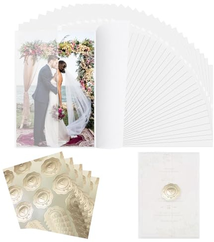 Wjelet 55 Pcs Pre Folded Vellum Jackets for Invitations, 5x7 inch Translucent Vellum Paper Wrap Jackets for Wedding, Birthday, and DIY Projects