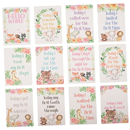 Vaguelly 12 Piezas accesorios de tiro tarjetas conmemorativas del crecimiento del bebé mensual del bebé del bebé tarjetas bebe tarjeta bebe tarjetas de hitos recién nacidos Papel