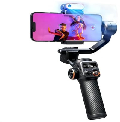 Kit Gimbal adatto for smartphone, gimbal a 3 assi, tracker AI, luce di riempimento, adatto for iPhone 15 Pro Max e stabilizzatore Android(M6Kit WithRC Tripod)