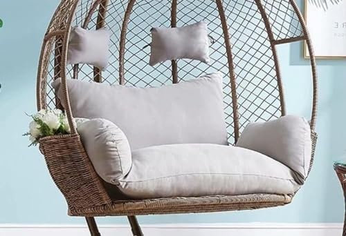 Waterproof Wicker Rattan Double Hanging Chair for 2 Persons with Removable Egg Nest Design - Patio Garden Hammock Swing Seat Pads - Outdoor Relaxation(Only mats are sold)
