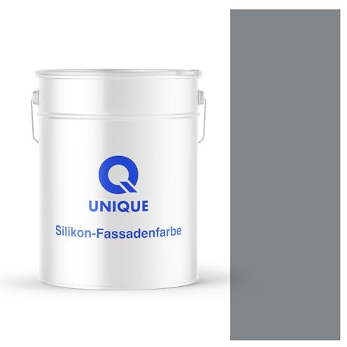 Q UNIQUE Fassadenfarbe Dunkelgrau-blau 10L – Silikonharz-Außenfarbe, Wetterfest, Selbstreinigend, Hohe Deckkraft, UV-Beständig, Für WDVS, Beton & Mineralische Untergründe
