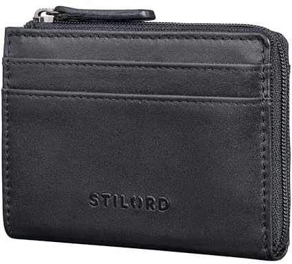 STILORD Cardino Kredit-Kartenetui Leder Kartenhalter - Geldbörse Herren Echtleder - Mini Card-Holder Wallet Karten-Portemonnaie Damen Klein Geldbeutel Portmonee RFID Farbe:schwarz