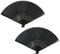 Neyeau 2 PCS Hand Fan Folding Paper Fans Handheld Chinese Fan Black Hand Fans for Women Folding for Men/Women Wedding Party Favor Performance Dance Home Decorations Festival Gift