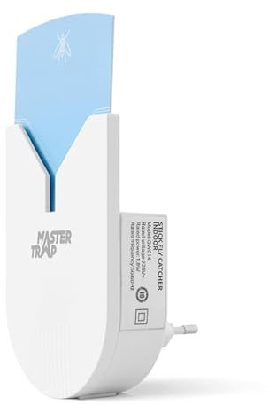 FAVEX Master Trap - Piège Lumineux pour Insectes Volants - Protection Mites, Mouches à Fruits, moucherons - Prise éléctrique - 3 Papiers adhésifs - sans Insecticide