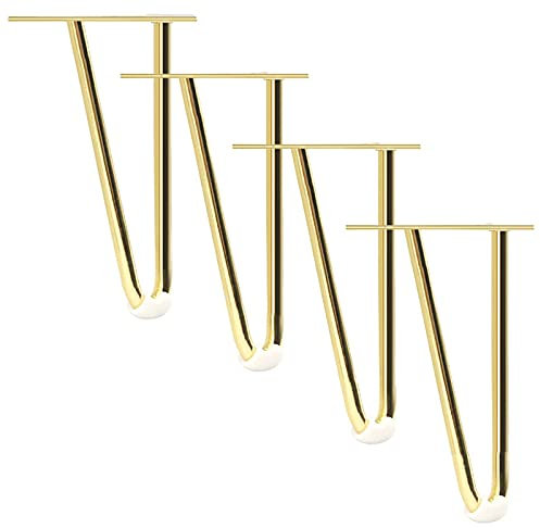 DUDSME Lot de 4 pieds en épingle à cheveux en fer robuste pour table, chaise, armoire - D - 25 cm