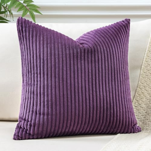 JOTOM 1 Stück Cord Kissenbezug Kissenhülle Dekorative Zierkissen Sofakissen Couchkissen Dekokissen Zierkissenbezug Deko Kissenbezüge für Sofa Wohnzimmer (40x40cm, Lila)