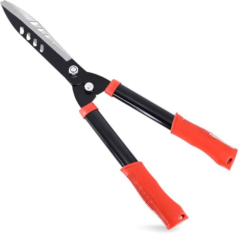 Heckenschere Manuell, Grasschere 56-73cm Teleskop, Heckenschere mit rutschfestem PVC-Griff, Gartenschere Groß aus 65Manganstahl, zum Schneiden von Sträuchern und Hecken (ROT)