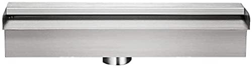 Outdoor Waterfall Pool Fountain, Rectangular Pond Fountain Stainless Steel, with Led Strip Light Spillw ay Wall Mounted Swimming