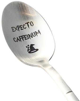 ZINELLO DESIGN - Cuillère à café & dessert en acier inoxydable 18/10 gravure laser “Expecto Caffeinum” | Coffret cadeau univers magique, idée cadeau geek, mug, tasse, univers sorcier