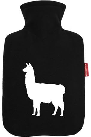 Huuraa Wärmflasche Lama Silhouette Geschenk | Veloursbezug Geschenkidee mit Motiv Auslaufsicher mit waschbarem Bezug