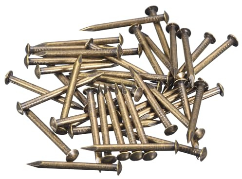 QUARKZMAN 70Pcs Clavos Pequeños de Latón, Tornillos de Madera 2x25mm(DxL) Cabeza Redonda para Proyectos de Bricolaje en Madera, Cajas Decorativas y Hogartono Bronce