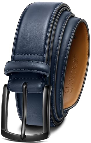 KEMISANT Ledergürtel Herren, Gürtel Herren 35mm(Navy Blau,110cm/34-36 taille verstellbar)