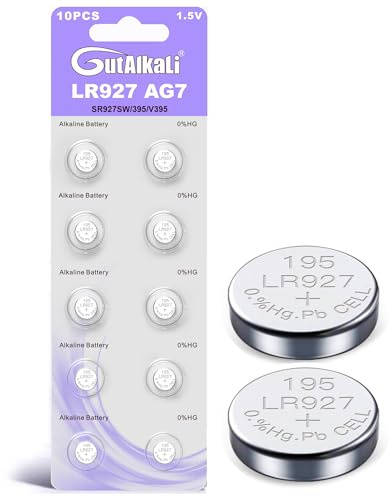 GutAlkaLi 10er Set AG7/LR57/LR926/395 Alkaline Knopfzellen-Batterie ohne Quecksilber 1,5 Volt