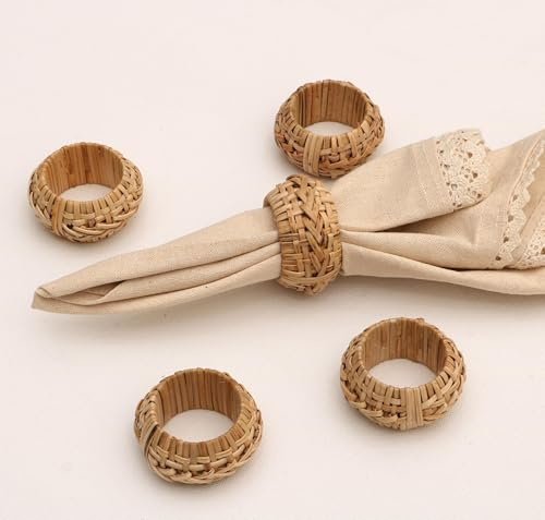 Napkin Rings Set of 6 – Handmade Bamboo Napkin Holders, Rustic Farmhouse Napkin Buckles for Christmas, Thanksgiving, Wedding, Party & Holiday Table Décor (Beige, 5 CM) – THE HOME TALK