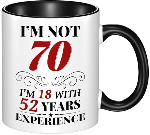 70th Birthday Mug for Women Men, Turning 70 Year Old Birthday Gifts Women Men Mom Dad Wife Husband, Sister, Best Friends, Coworkers, Her, Him, Dishwasher and Microwave friendly, 11oz Coffee Cup