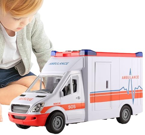 Generisch Spielzeug Krankenwagen Auto – ABS 29x14x10cm | Realistisches Notfallfahrzeug | Krankenwagen Spielzeug | Reibungsauto Licht Ton Für Kinder, Täglicher Spielspaß