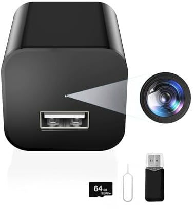 DUVIX Überwachungskamera Innen 1080P Mini Modell mit 64G Karte & Ladegerät, Keine WiFi Bewegungserkennung für Baby Haustier Überwachung