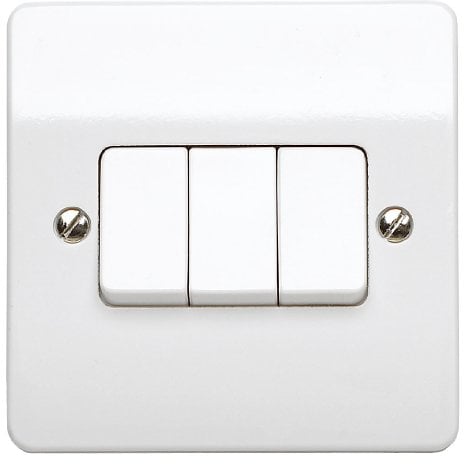 MK K4873WHI 10A Triple Single Pole 2-Way Plate Switch