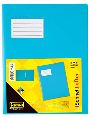 Idena 307855 - Schnellhefter für DIN A4, mit Überbreite, aus Polypropylen, transluzent türkis, 1 Stück