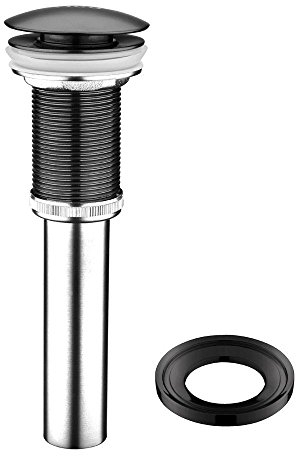 Vigo Bathroom Sink Pop Up Drain Without Overflow, Matte Black Drain Stopper with ClogFree QuickDrain Technology & Matching Mounting Ring