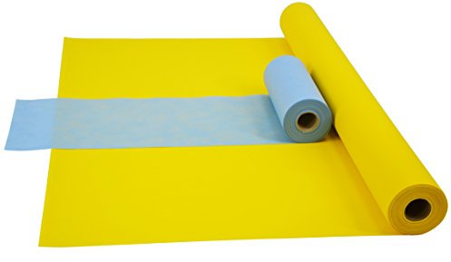 Sensalux Kombi-Set 1 Tischdeckenrolle 1,5m x 25m + Tischläufer 30cm (Farbe nach Wahl) Rolle gelb Tischläufer hellblau