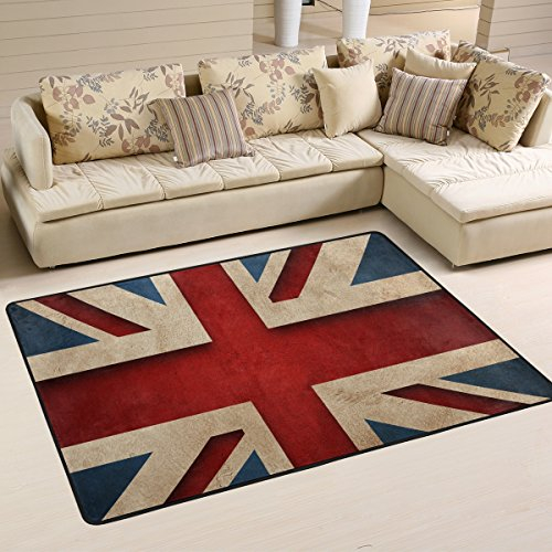 Naanle Anti-Rutsch-Teppich mit Union-Jack-Motiv, im Vintage-Stil, für Wohnzimmer, Esszimmer, Schlafzimmer, Küche, 50 x 80 cm, Polyester, multi, 120 x 180 cm(4' x 6')