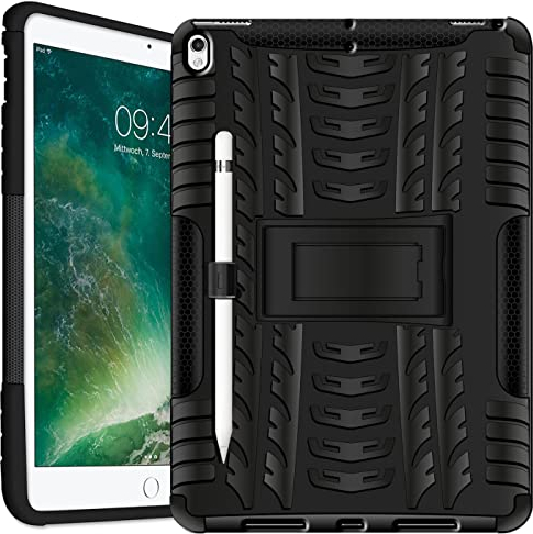 Verco Hülle kompatibel mit iPad Air 3 2019 10.5 Zoll, Outdoor Schutzhülle Armor Tablet Case Cover mit Pencil Halter, Schwarz