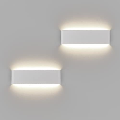 Klighten 2-Pack 30CM Wandlampe 10W LED Innen Wandleuchte Up Down, 4000K Natürliches Weiß Dekorative Wandleuchten für Treppenhaus, Esszimmer, Wohnzimmer, Schlafzimmer, Weiß